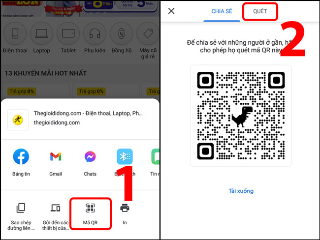 scan qr code trên chrome android