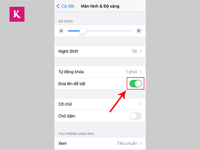 tính năng tự sáng màn hình trên iOS 10