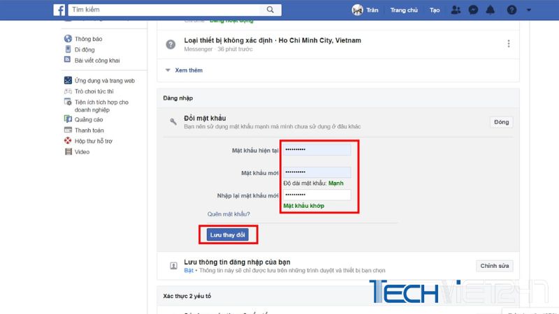 Cách đổi mật khẩu Facebook 