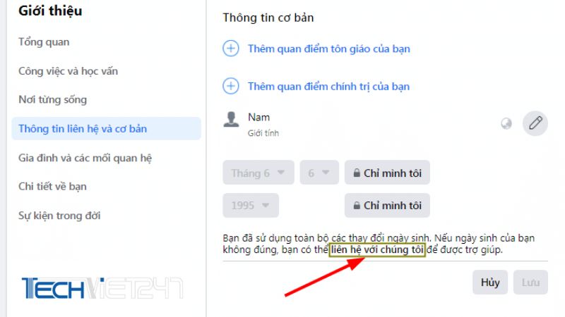  cách đổi ngày sinh trên Facebook