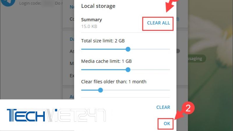 cách xóa dữ liệu Telegram