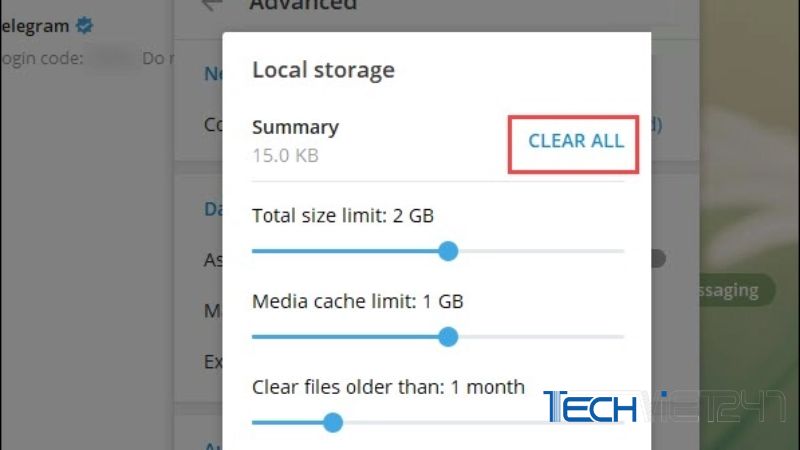 cách xóa dữ liệu Telegram
