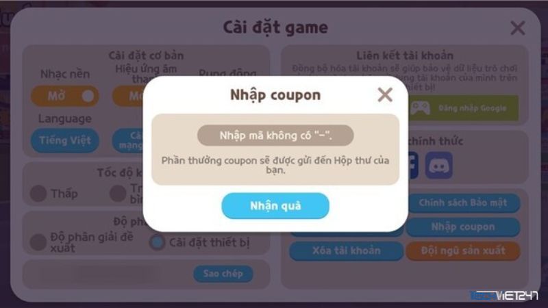 nhập mã Code Play Together siêu đơn giản trên VNG